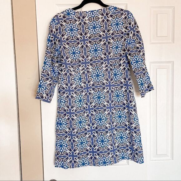 Boden Linen Tunic Dress 3/4 Sleeve Mini Blue 6 - Picture 6 of 7